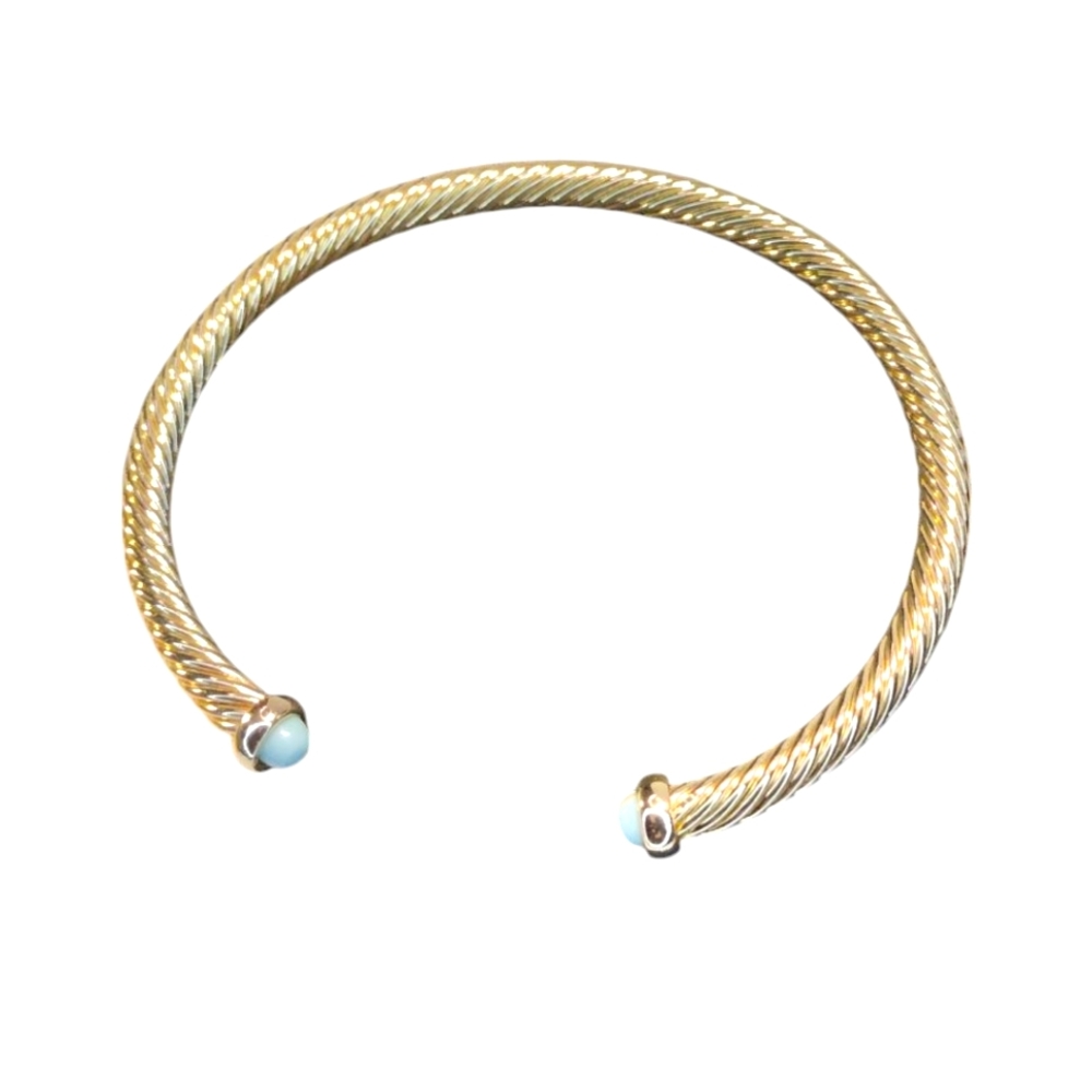 Gold Twisted Cable Bracelet with Turquoise Accents
